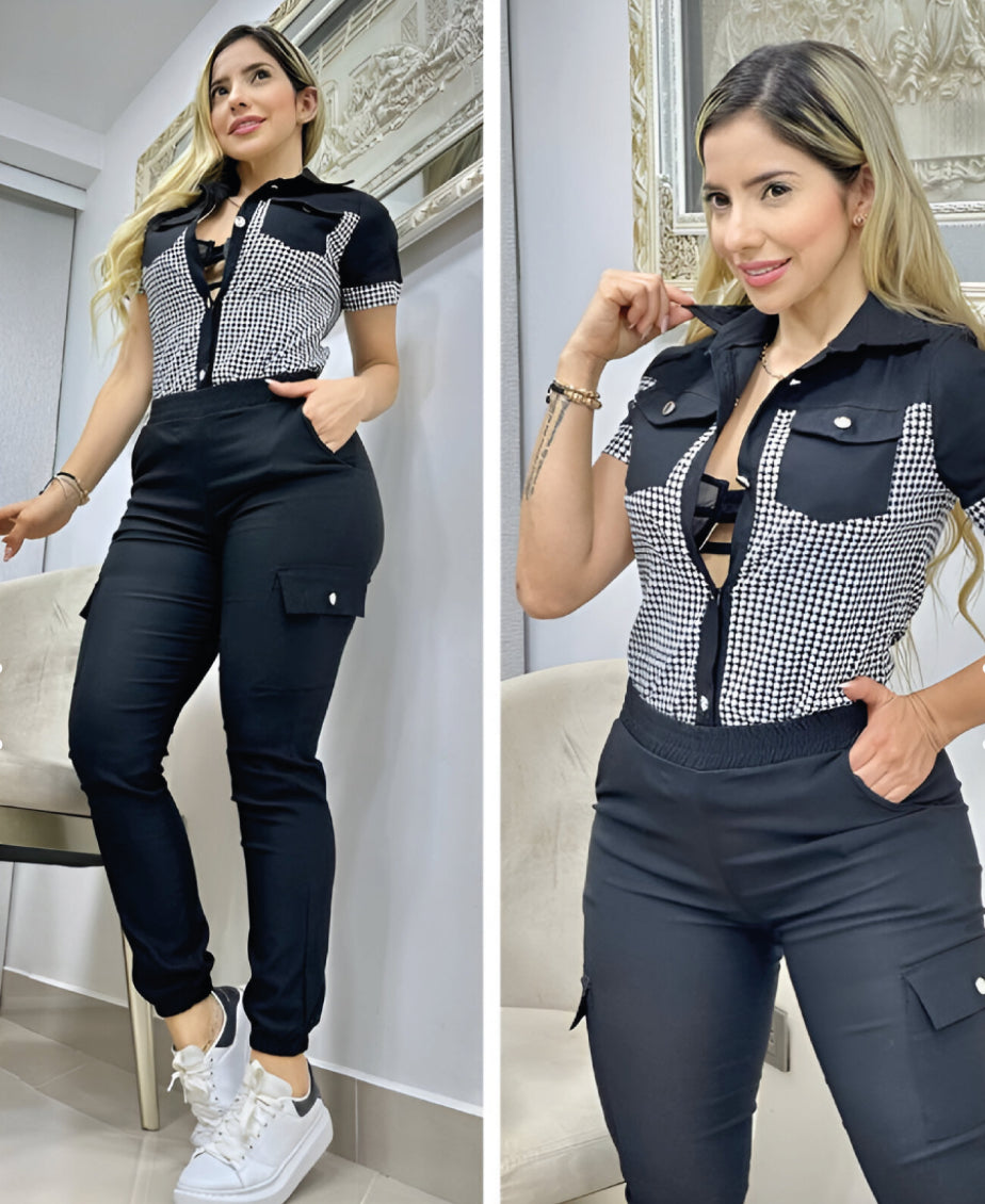 Duo Chaqueta Contraste Pantalon Gallin